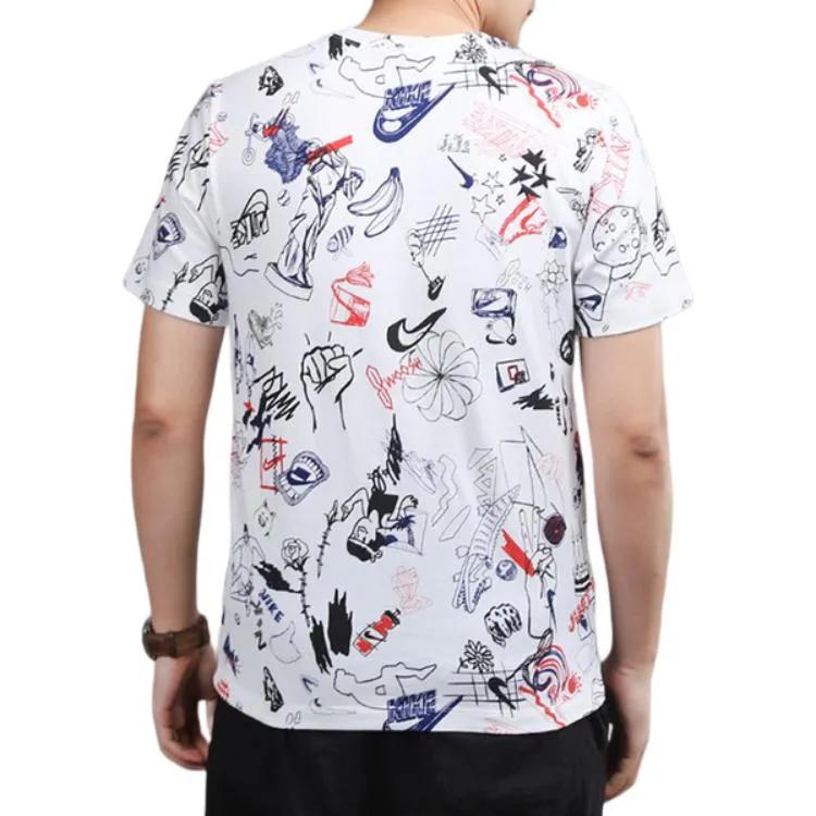 Nike T Shirts Men's White Crew Neck Moderate Straight Fit (Unisex) T-Shirts CK3013 100
