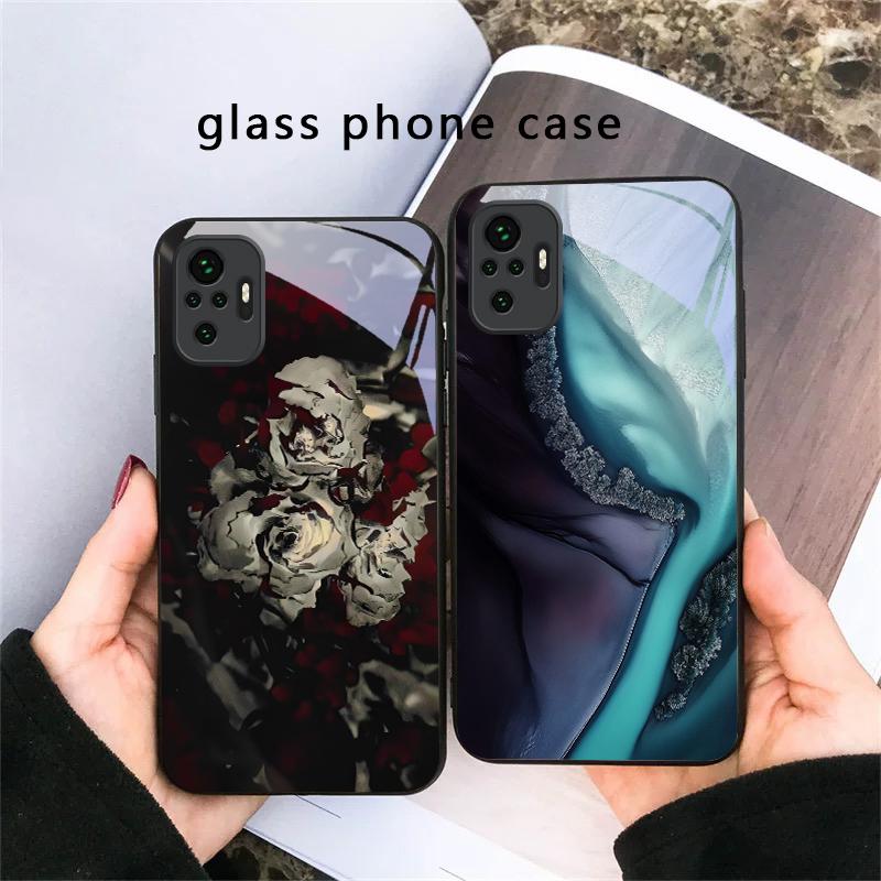 Текстура коры Для Redmi Note 14 Pro+ 13 Pro 8 9 9S 12S 10 Pro 11 12 13C 14C A3 12 13 K60 Ultra Черный Стеклянный Чехол для Телефона