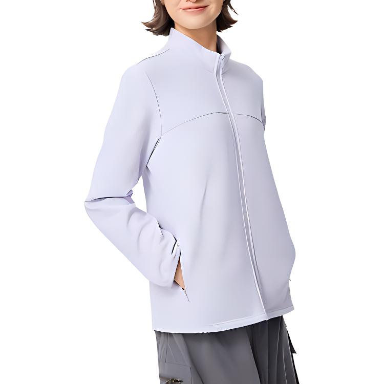 Li Ning Sports Trend Series однотонная флисовая ветровка с капюшоном три в одном с длинным рукавом женская верхняя одежда цвета морской соли и фиолетового AWBU024-4