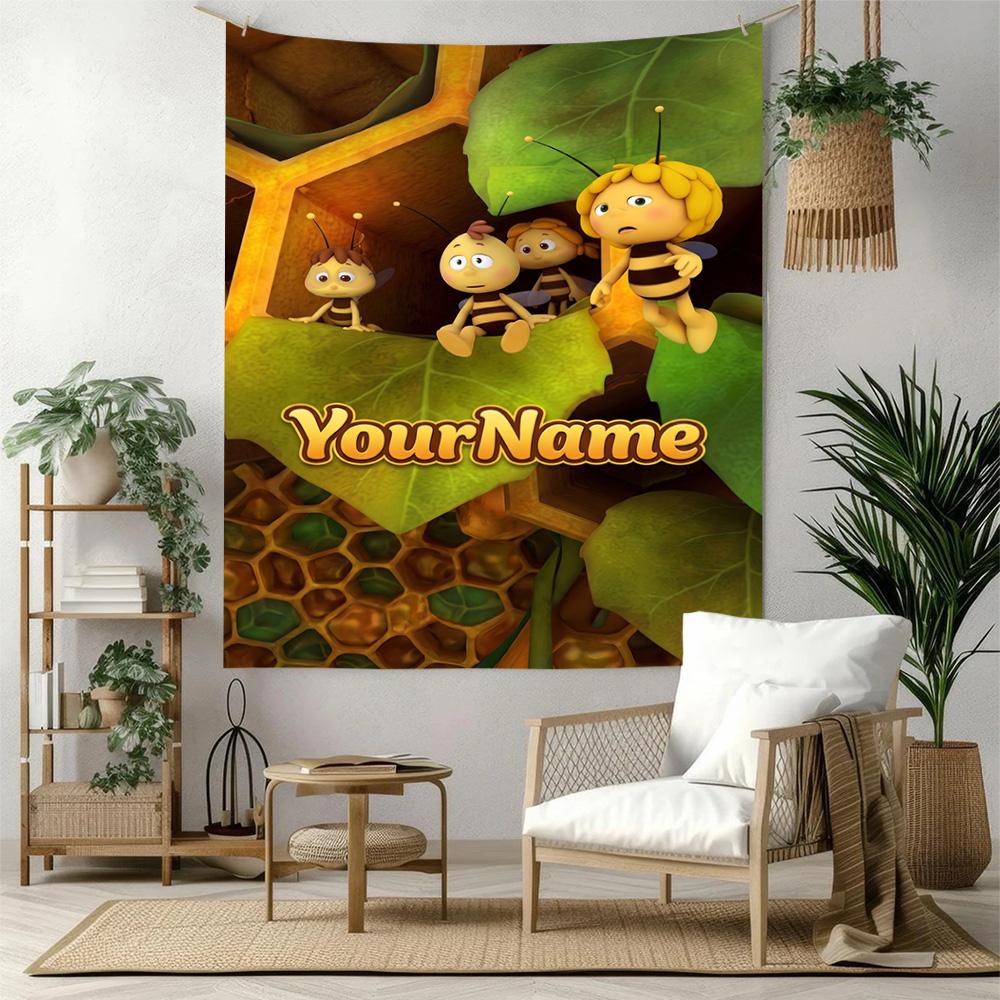 Biene Maja Custom Your Name Wall Decor Tapestry Art For Pet Memorial Birthdaywedding Party Backdrop Family Gift