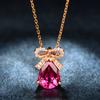 BELLA BOX New Sweet Fashion Bow  Rose Red Color Pendant Clavicle Chain For Women Charm Wedding Engagement Fine Jewelry
