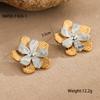 GEMCHIC Women's Fashion Statement Colorblock Flower Stud Earrings Stainless Steel Gold Silver Plated Five-Petal Jewelry