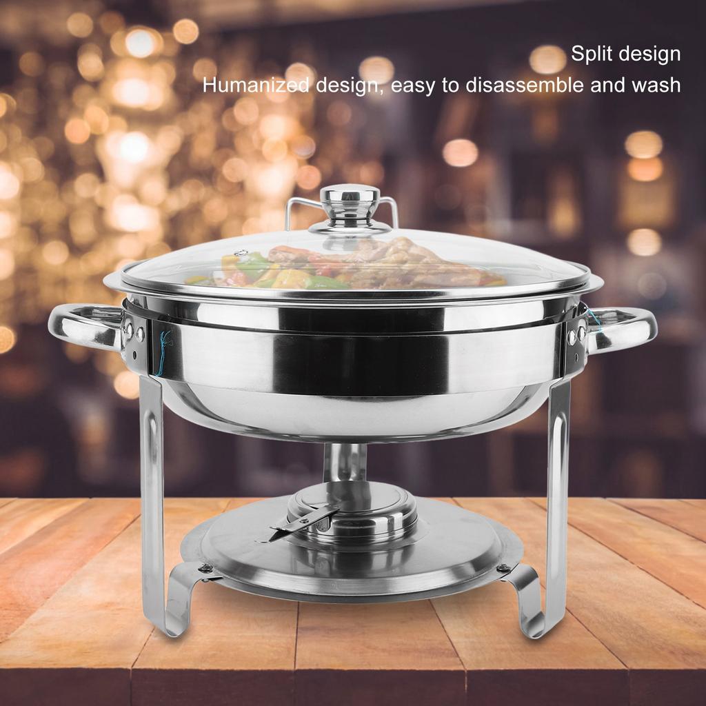 Набор для подогрева мармитов, гуманизированный набор для шведского стола, 4,5 л, крышка из пищевого стекла, нержавеющая сталь, съемная, со спиртовой печью для вечеринки