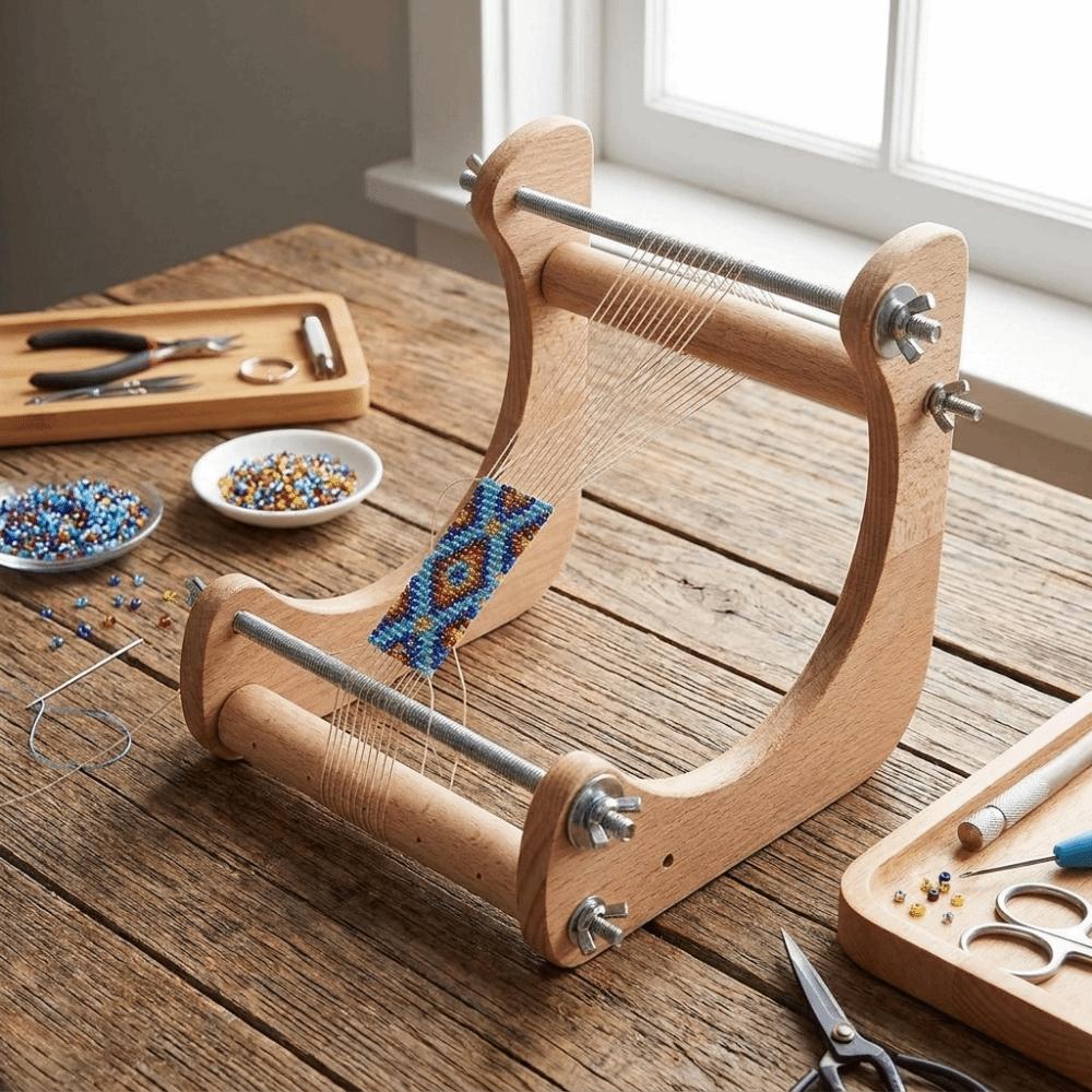 wood Beading Making Rack Ergonomic Wooden Bead Loom Kit Bracelet Beading Stand Necklace Making