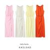Kaslead New Women Clothes Western Style Pleat Decorative Silk Satin Texture Dress 2544313 615
