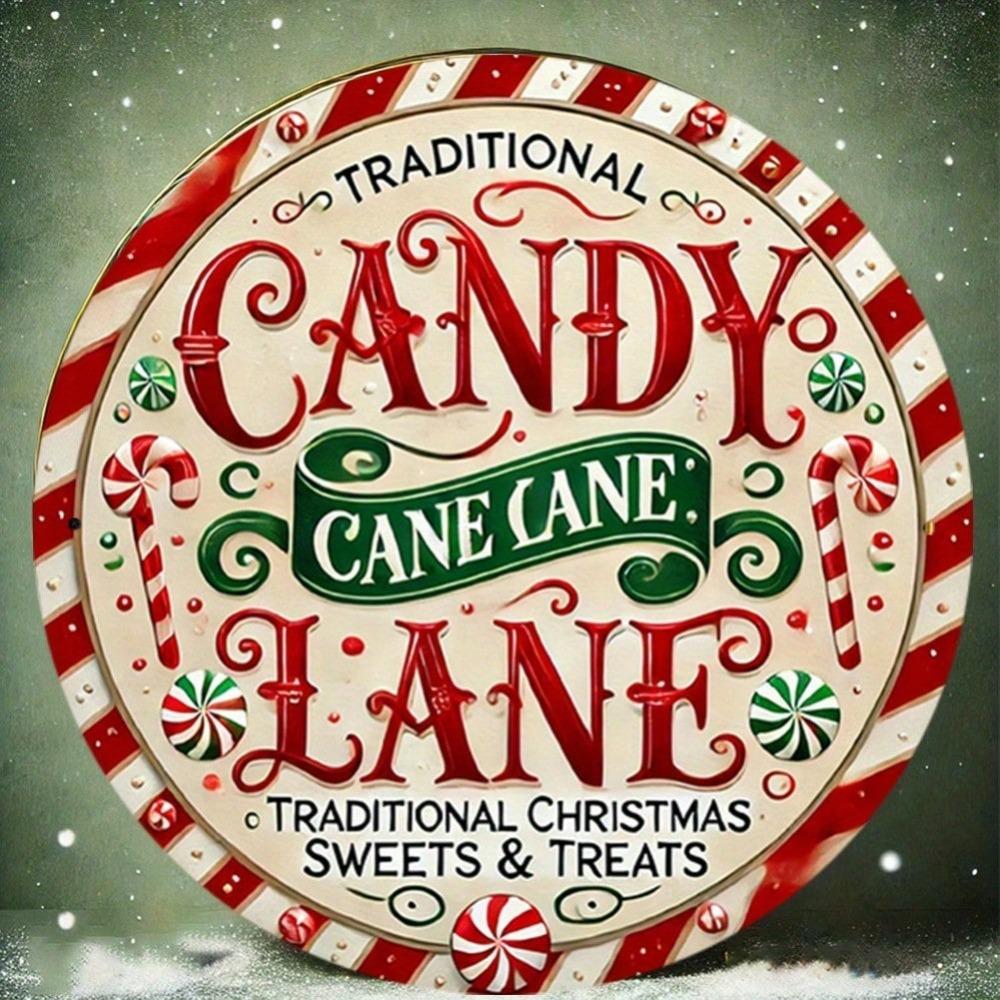 Металлическая табличка "Candy Cane Lane" Винтажный рождественский декор для стены