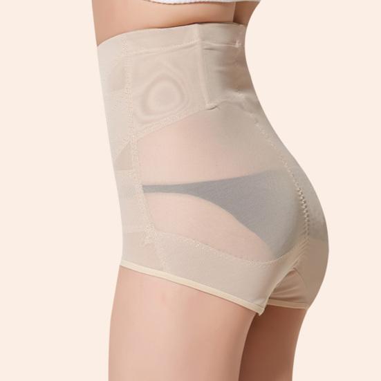 Women Shaping Brief High-waist Cross Compression See Through Breathable Holes Underwear Sexy Panties
