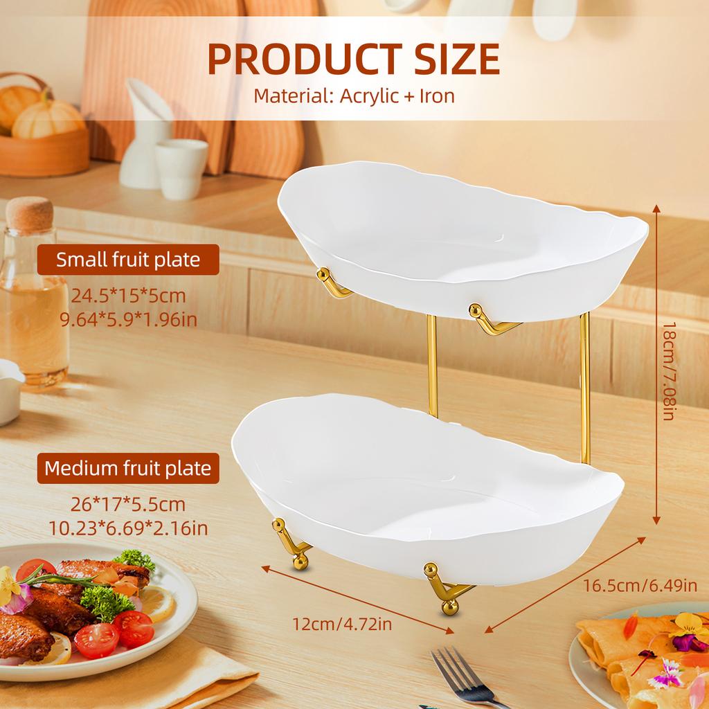 Фруктовая чаша для вечеринки на кухонной стойке, 3-х уровневая акриловая корзина для фруктов с сервировочными мисками и металлической подставкой, многоуровневое хранение сервировочных мисок