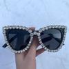 New Vintage Fashion Luxury Cat Eye Diamond Sunglasses Women Crystal Rhinestone Frame Brand Designer Sun Glasses For Female