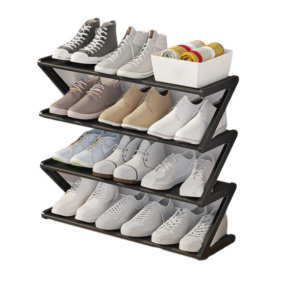 Shoe Storage Rack 4 Tiers Installation Large Stable Free Standing Easy Capacity Z-shaped Home