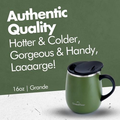GRANDTIES Premium Vacuum Insulated Mug, 460ml, Available in 19 Colors, with Easy-Open Sliding Lid, Stainless Steel Double-Wall Vacuum Insulation, and