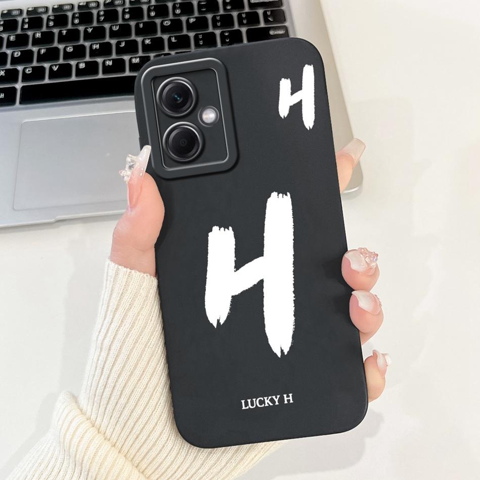 For Xiaomi Redmi Note 12 5G Lucky Initial Letter Phone Case For Redmi Note 12 Pro 5G Note12 Soft Silicone Shockproof Bumpers