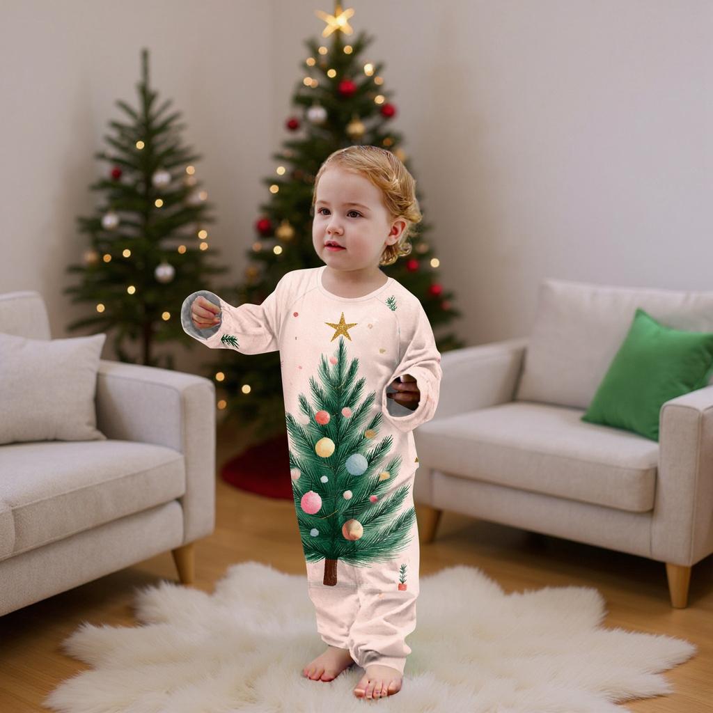 Christmas Prints Family Matching Long Sleeve Tops+Pants Set Family Matching Sets