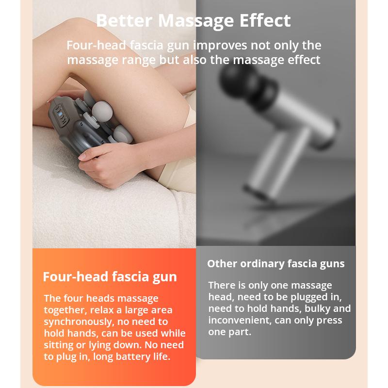 Беспроводной удобный массажный пистолет с 4 головками, массажный инструмент для шеи, шейного отдела позвоночника, массажное оборудование для релаксации мышц