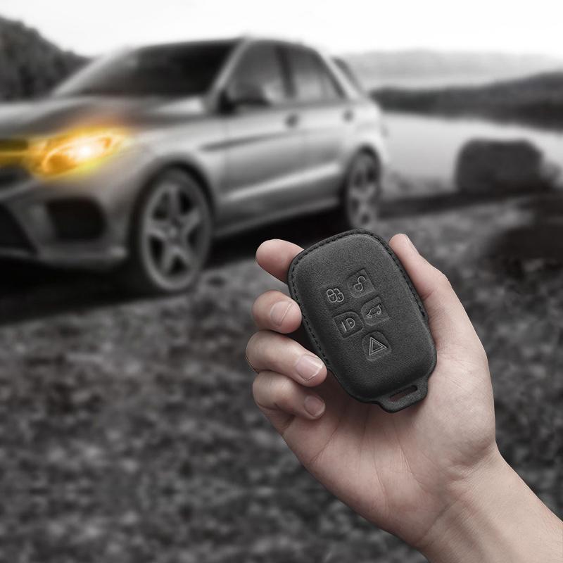 Suede Leather Car Key Case For Land Rover Range Rover Sport Discovery 3 4 Elander 2 Evoque Accessories Holder Shell Keychain