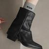 Retro British Style Pointed Ankle Boots for Women 2024 Thick Heel High-heeled Leg Boots Platform Shoes Women