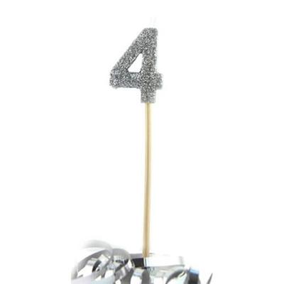 Свеча Alpen Glitter Long Stick (Серебряный) (4)