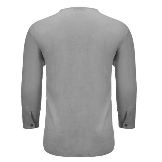 Мужская рубашка с v-образным вырезом и длинным рукавом, мягкая удобная льняная смесь, повседневная весенняя верхняя одежда с длинными рукавами, повседневная одежда