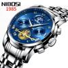 NIBOSI брендовые новые часы, полые кварцевые индивидуальные мужские часы, светящиеся в темноте, водонепроницаемые, многофункциональные часы