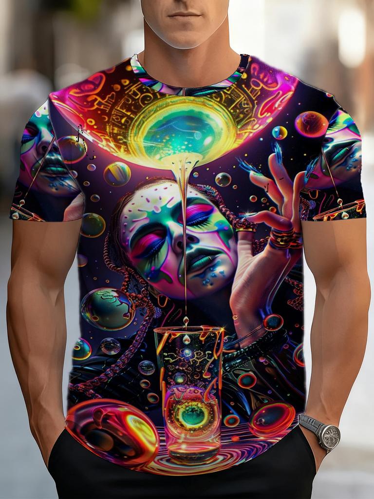 Men'S Printed Short Sleeve T-Shirt - Ultra Soft And Breathable - Trendy Graffiti Art Design - Summer Essential Men'S Stylish Casual Round-Neck