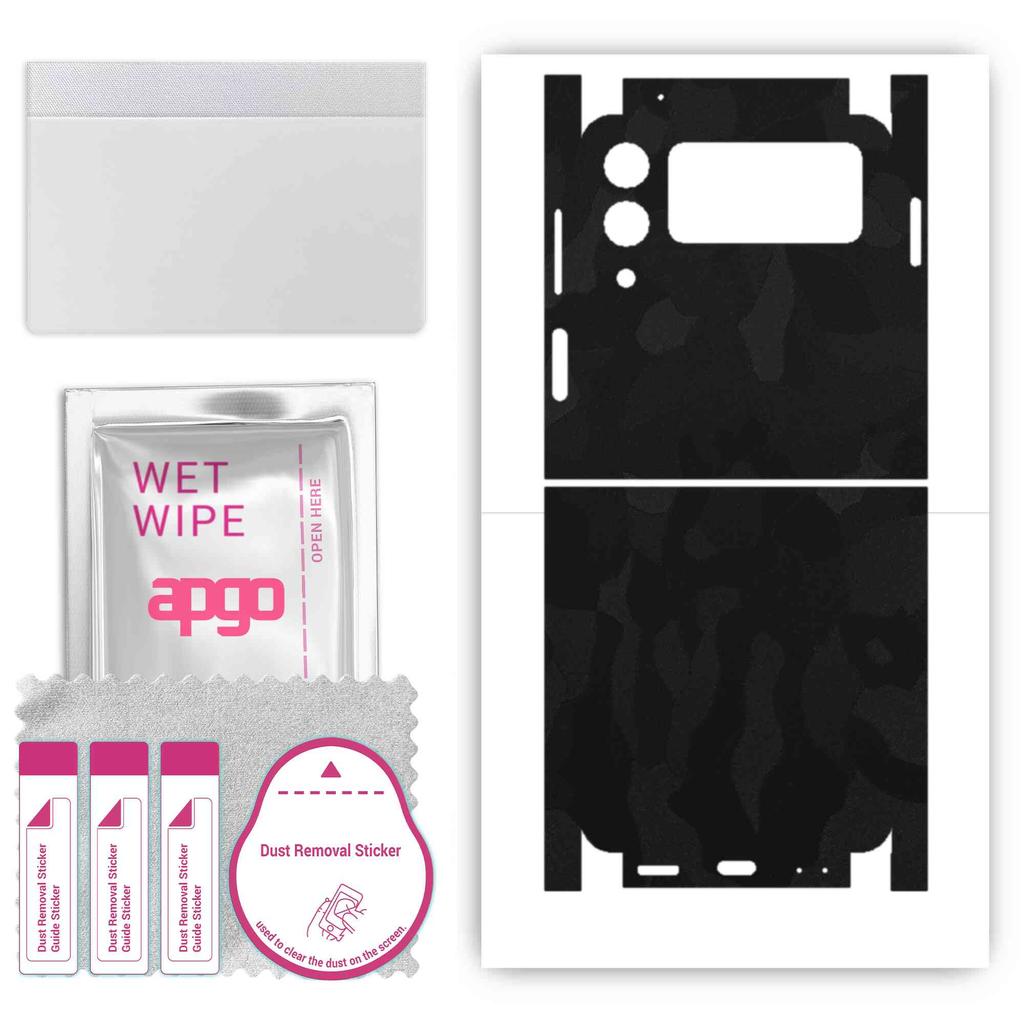 apgo Protective Skin Sticker for the Back+sides Compatible with Samsung Galaxy Z Flip 3, Full Wrap Film, Foil, Vinyl - Pattern Black Camo