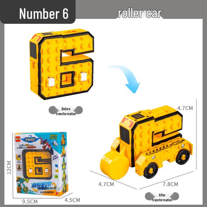 Large Kids' Number Symbol Transforming Robot Car Toy Set