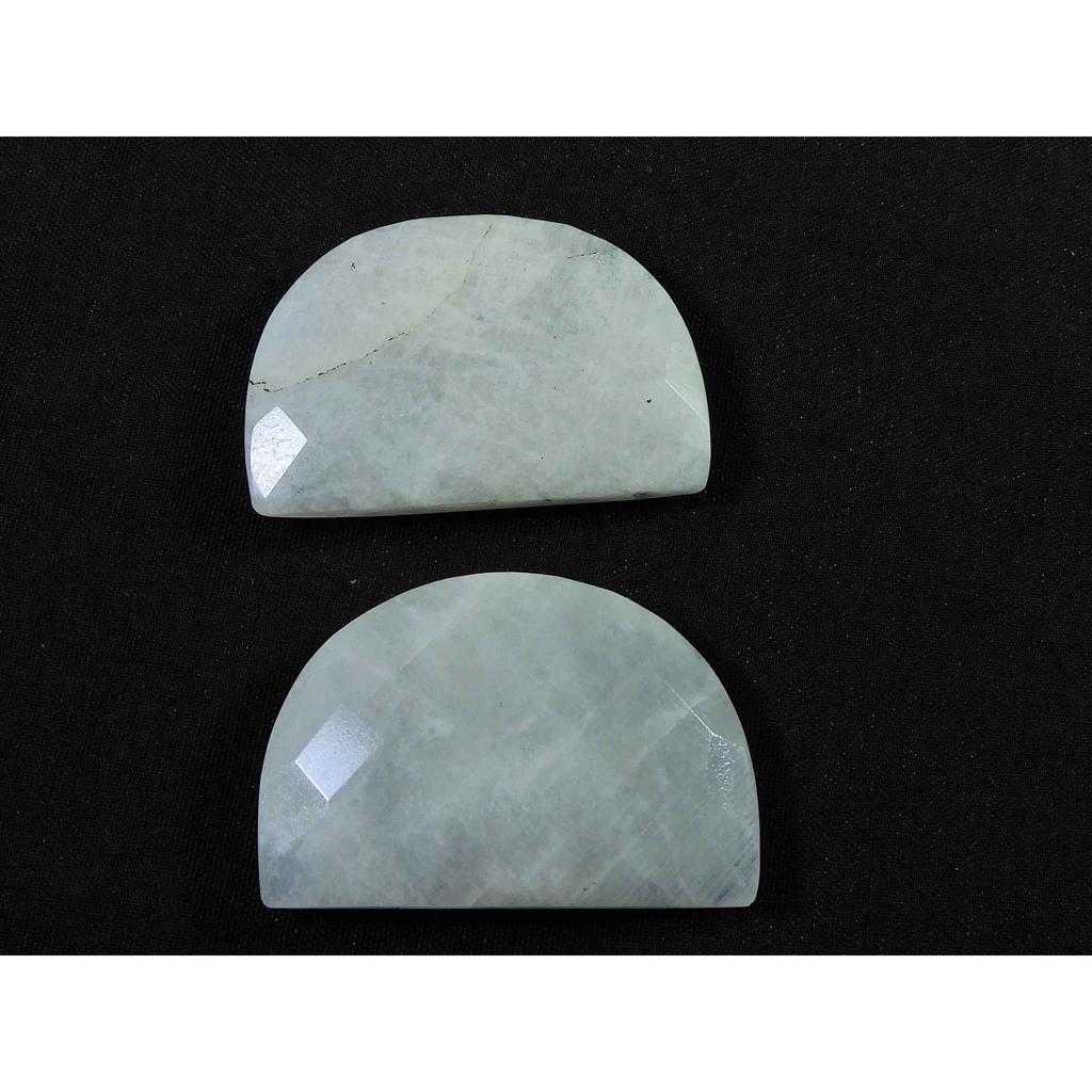Rainbow Moonstone 20X30MM D Shape Both Side Faceted Gemstone 2 Pcs Lot RML-916