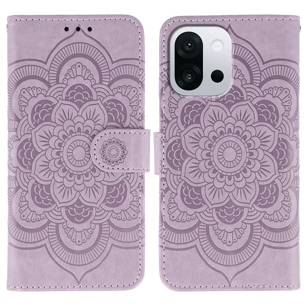For OnePlus 13T 5G Case PU Leather Mandala Imprinted Design Wallet Phone Cover with Wrist Strap