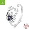 Инь Цзыюнь Ретро Открытое кольцо Скорпион: Уникальный браслет из стерлингового серебра 925 пробы с насекомыми