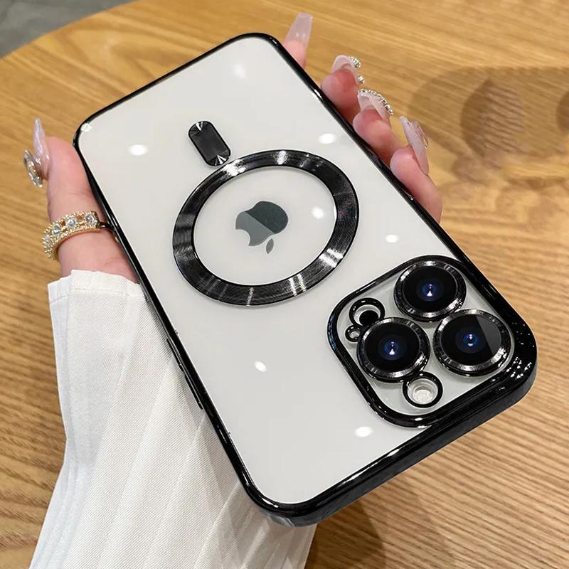 Для iPhone 16 15 Pro Max Роскошный беспроводной зарядный чехол Magsafe для iPhone 14 Plus 13 12 11 Pro Max Мягкий силиконовый прозрачный чехол