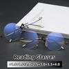 Round Retro Frame Frameless Reading Glasses For Women And Men Light And Portable Blue Light Blocking Eyeglasses +1.0 To +4.0