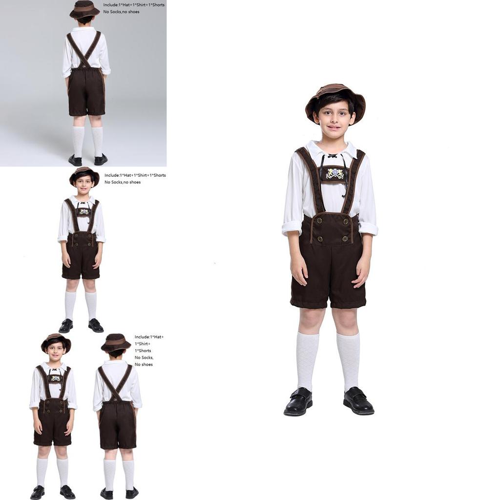 Stylish Children's Oktoberfest Costume Suit For Halloween Cosplay With Hat