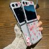 Прозрачный чехол с узором розового бантика для Samsung Galaxy Z Flip7 Flip6 Flip5 Жесткая складная крышка для телефона для Samsung Z Flip 7 6 5 4 3 5G
