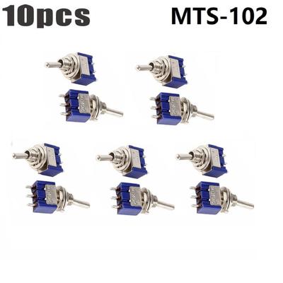 10 шт. Синие мини-переключатели MTS-102 3-контактные SPDT ON-ON 6A 125VAC миниатюрные