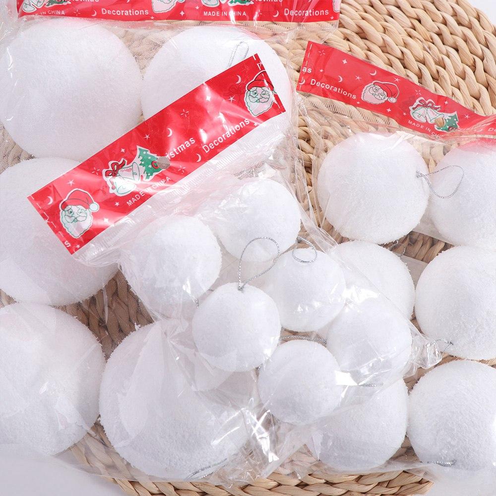 6pcs DIY Christmas Snowballs Round Christmas Hanging Balls  Hotel Office Decor