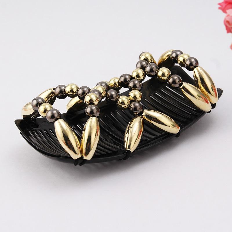 3Pcs Comb Hair Clips for Ladies Women Elastic Hairpin Stretch Double Magic Handmade Beaded Maker DIY Styling Tool 3 Colors