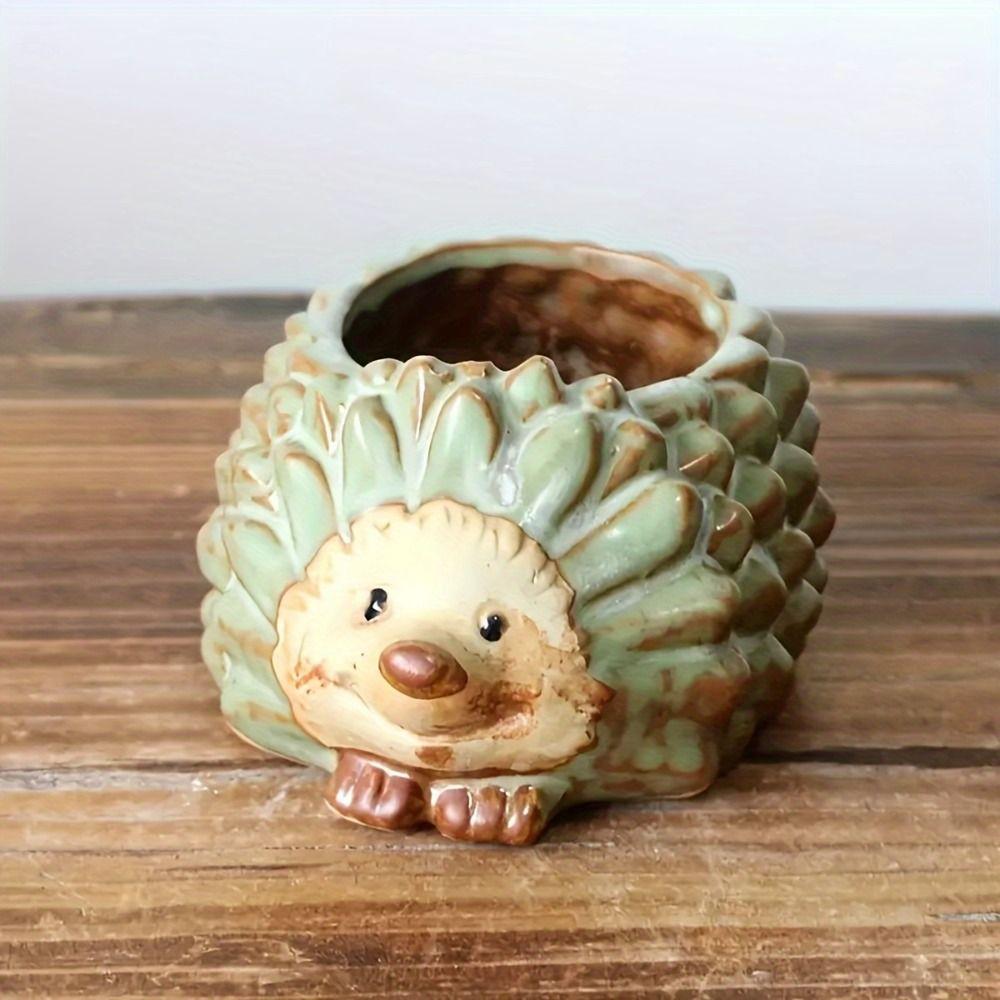 Милый мультяшный животный кашпо Маленький горшок для суккулентов Настольный декор Кашпо-ежик Офис