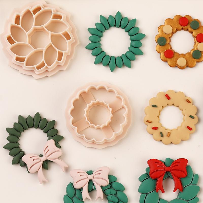 Circle Frame Polymer Clay Cutters Blossom Embossed Pottery Ceramics Clay Cutter Earrings Jewelry Molds Making Tool