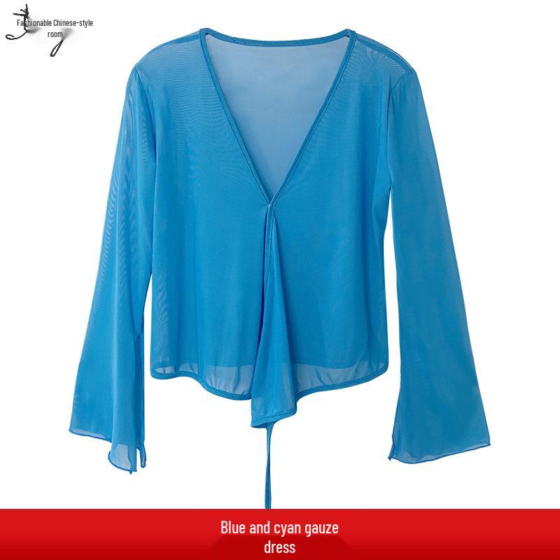 Костюм для китайского классического танца: Женский комплект из топа из сказочного газа и сетчатой юбки