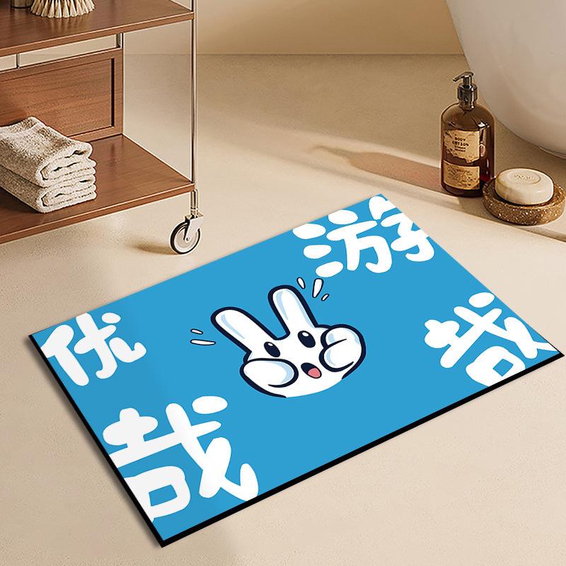 Симпатичный коврик для ванной комнаты с диатомовым покрытием, впитывающий грязь, нескользящий, быстросохнущий, для туалета, коврик для двери унитаза, ковер