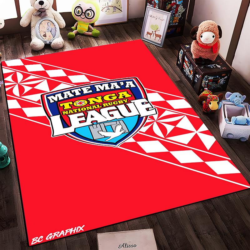Tonga Rugby League Logo Design Rug Non-slip rug suitable for living room and bedroom sofas