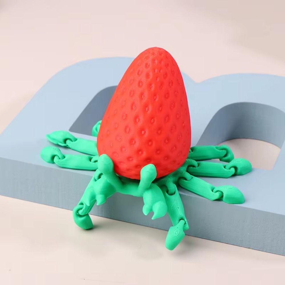 Flexible Pose Mini Strawberry Crab Ornament Articulated 3d Printed Crab Model Children Toy