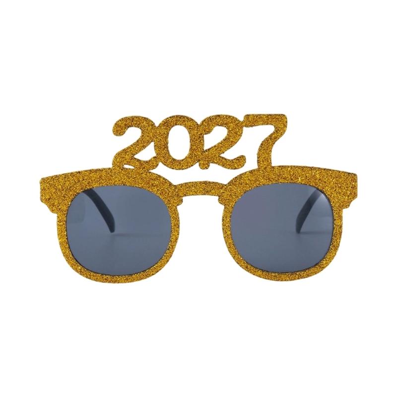 Праздничные Солнцезащитные Очки 2027 Текстурированная Рамка с Темным Оттенком Косплей Аксессуар для Новогодних Групповых Фотографий, Стилизации Образа и Настольного Использования