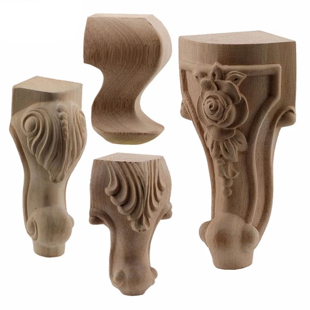 Accessories Decoration Crafts Home Decor Furniture Foot Legs Vintage Wood Carved Cabinet Seat Feets