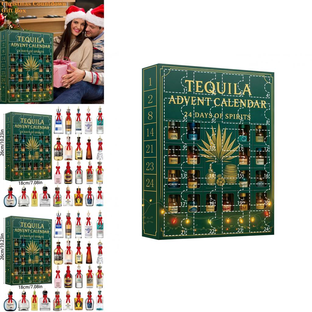 Бутылка текилы Рождественский адвент-календарь с акриловыми плоскими украшениями для обмена подарками на праздник