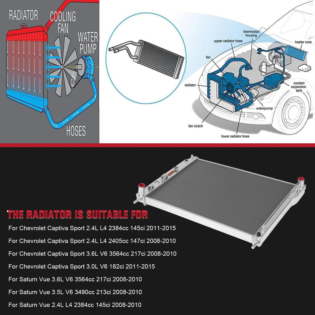 Для Chevrolet Captiva Sport 2008-2015 Полностью алюминиевый радиатор Охладитель Охлаждающая жидкость для Saturn Vue 3.5L V6 3490cc 213ci 2008-2010