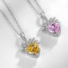 Treasure Love Shape Sapphire Pendant Pink Diamond Color Treasure Collarbone Chain Jewelry Accessories Women