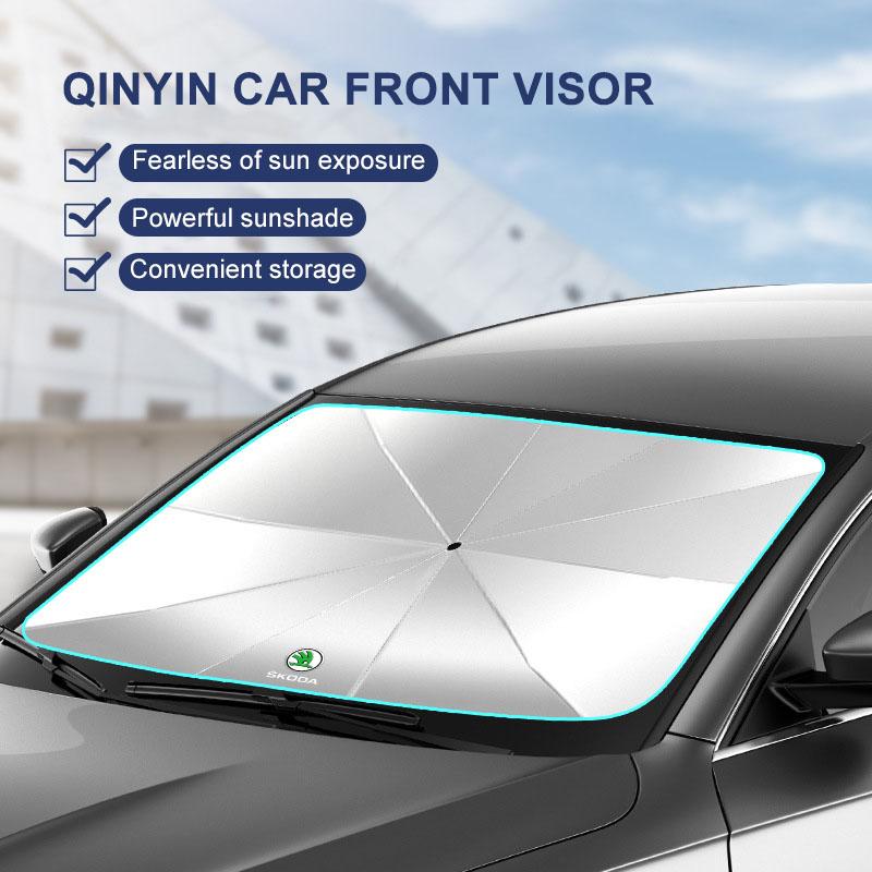 1Pcs Car Windshield Sunshade Umbrella Protector Parasol Foldable For Skoda Octavia Superb Rapid Kodiaq Karoq Fabia Kamiq Roomster Citigo