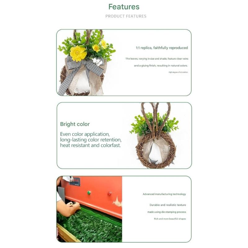 Spring Wreath for Front Door Rabbit Shaped Bowknot Garlands for Indoor or Outdoor Decoration Festival Party Supplies