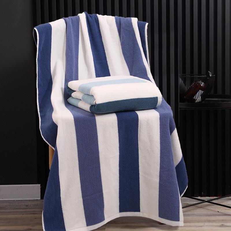 Luxury Yarn-Dyed Jacquard Cotton Bath Towel - Soft, Absorbent, Thick, and Large